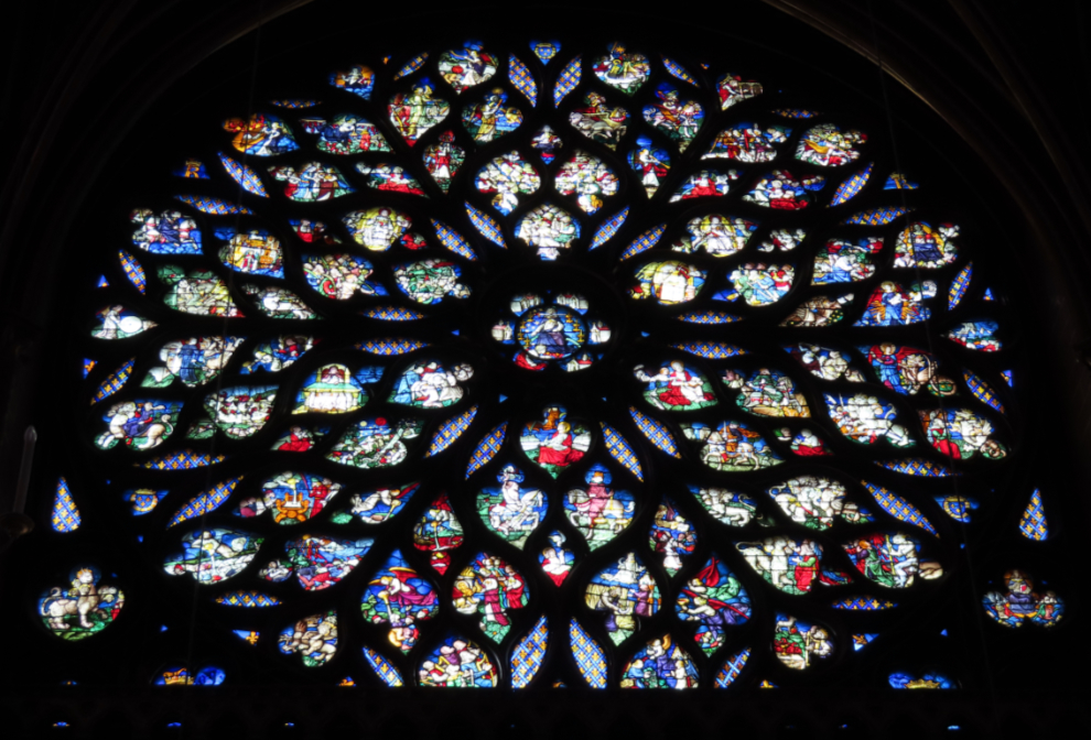 Stained glass in Sainte-Chapelle in Paris.
