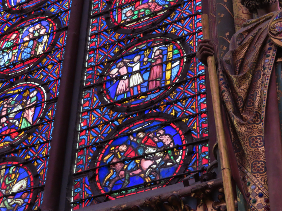 Stained glass in Sainte-Chapelle in Paris.