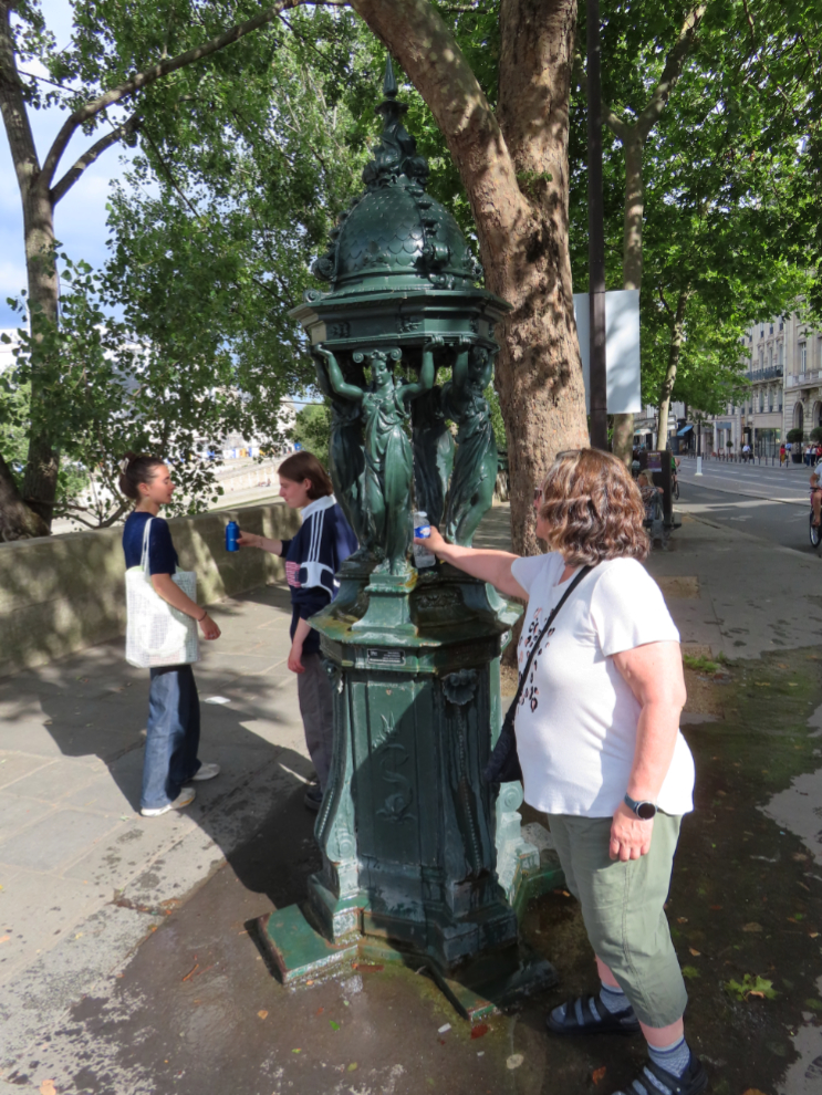 One of the famous Wallace water fountains in Paris.