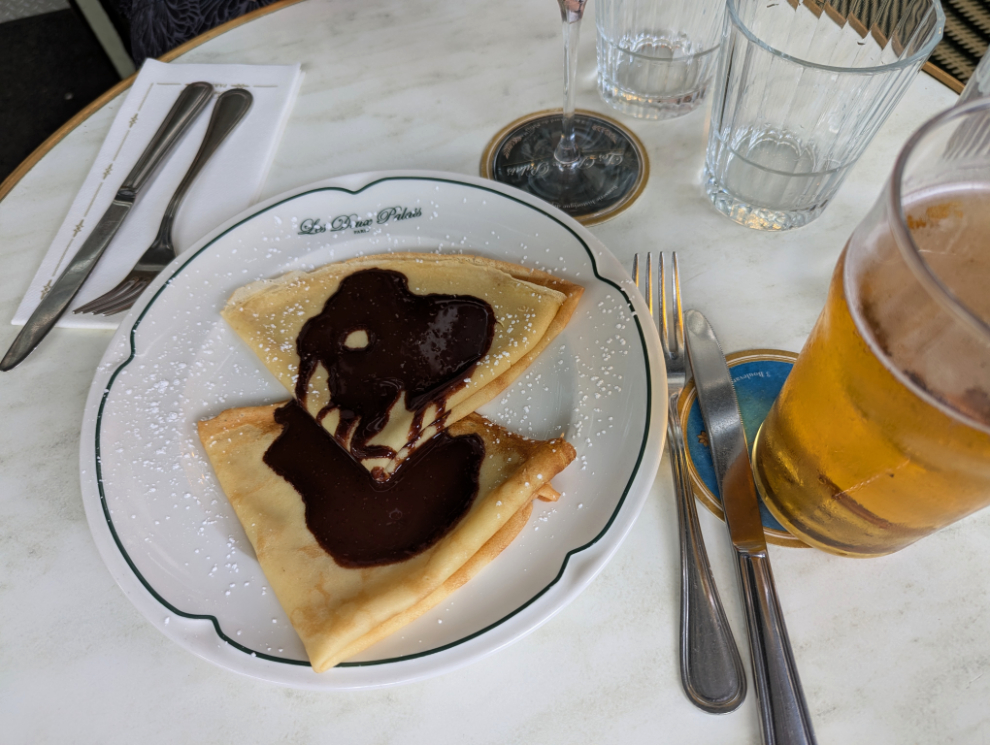 Taking a break at Les Deux Palais in Paris.