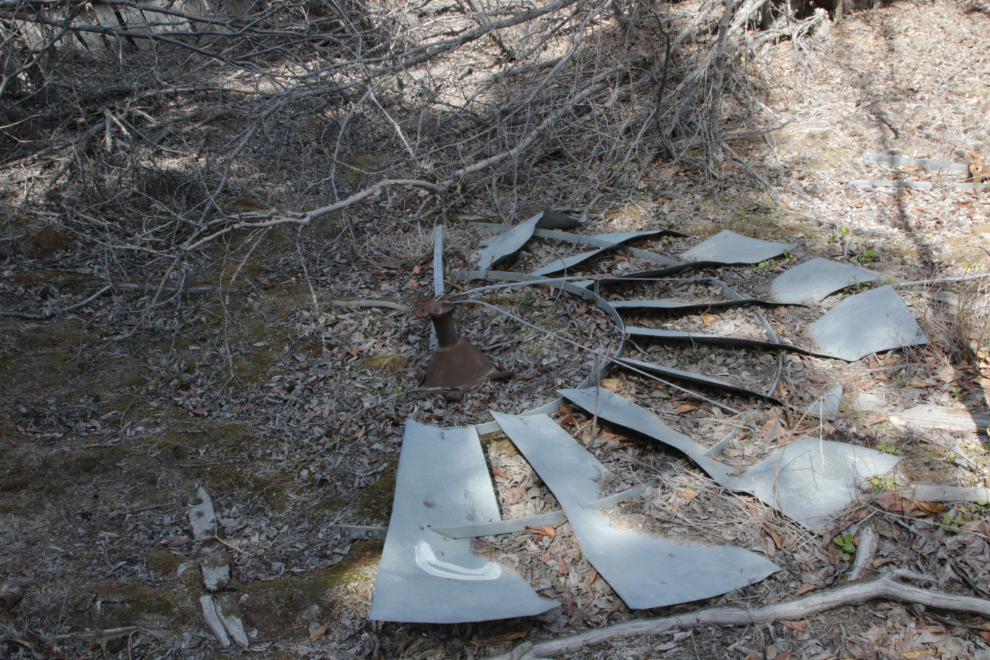The wreckage of a windmill at the ghost town of Silver City (Kluane), Yukon.