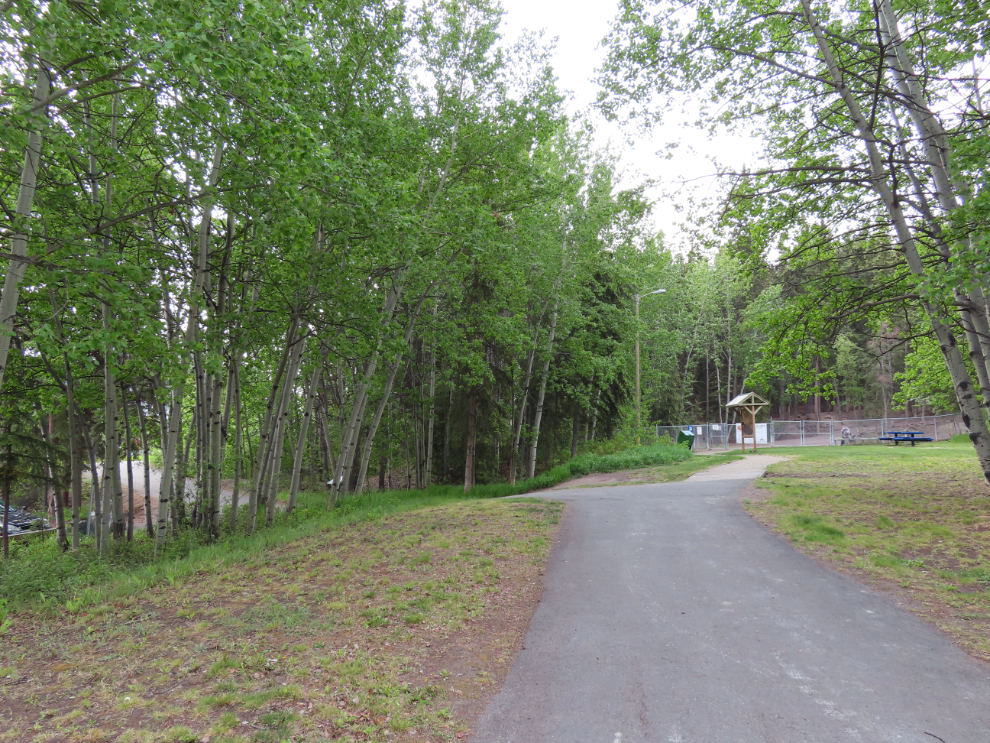 The start of the East Airport Access Road Trail in Whitehorse, Yukon.