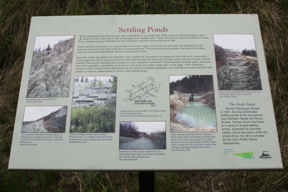 Settling ponds at the base of the escarpment in Whitehorse, Yukon.