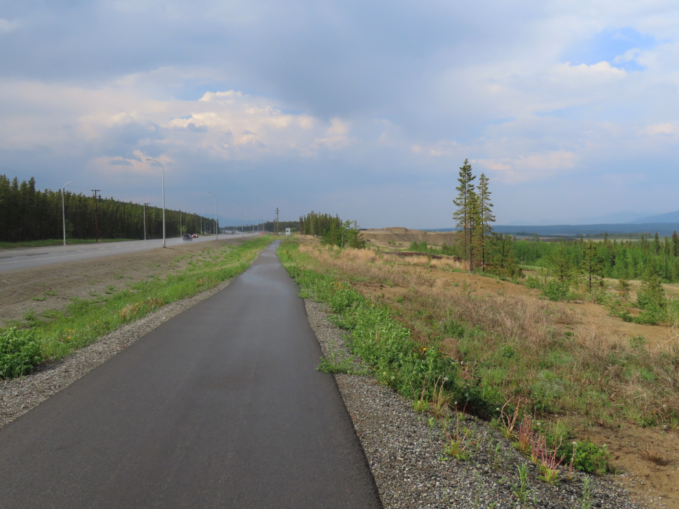 The paved trail along the Alaska Highway in Whitehorse, Yukon.