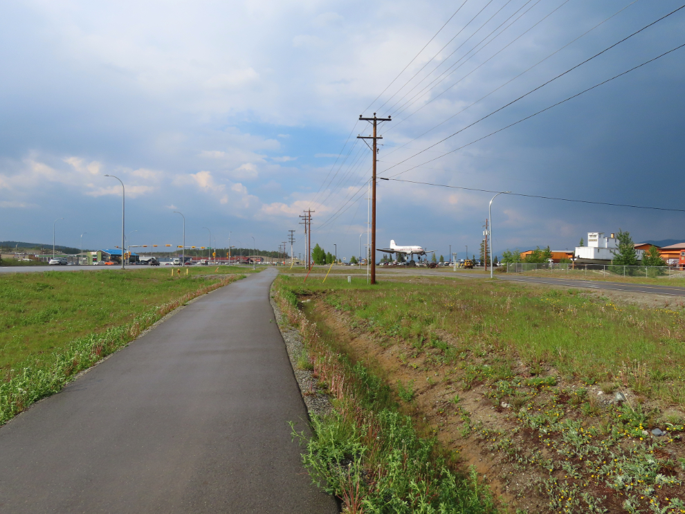 The paved trail along the Alaska Highway in Whitehorse, Yukon.