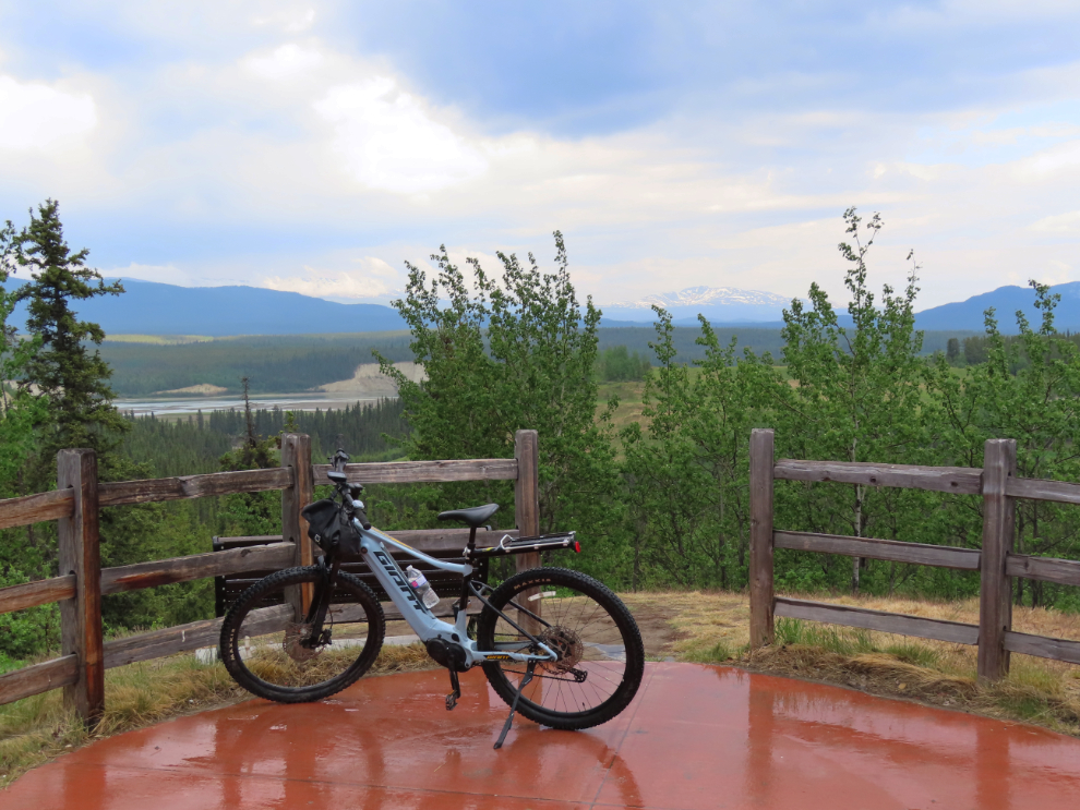 My e-bike at the Whistle Bend viewpoint in Whitehorse, Yukon.