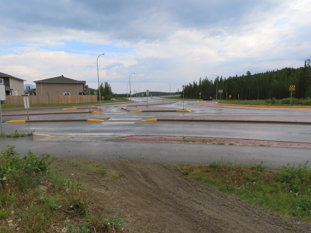 Traffic circle at the Whistle Bend community in Whitehorse, Yukon.