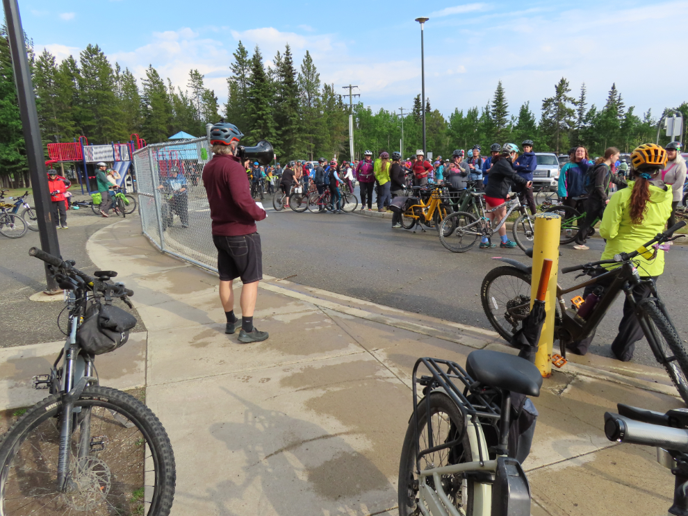 The start of the Joe Morrison memorial bike ride in Whitehorse, Yukon.