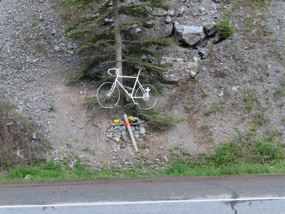 The Joe Morrison memorial - the 'ghost bike' - during the memorial bike ride in Whitehorse, Yukon.