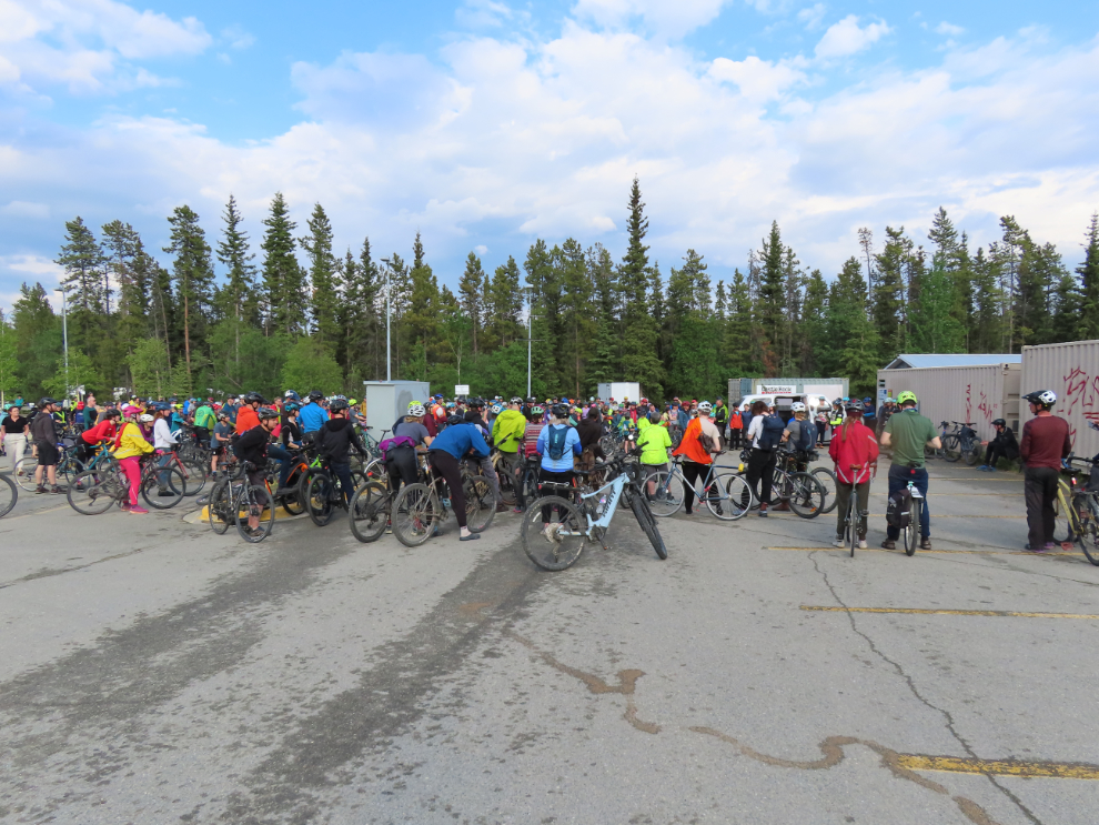 The end of the Joe Morrison memorial bike ride in Whitehorse, Yukon