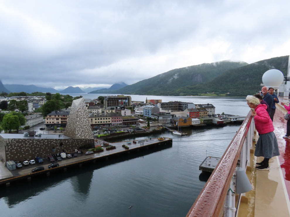 Looking at Aldalsnes, Norway, from the Holland America cruise ship Nieuw Statendam.