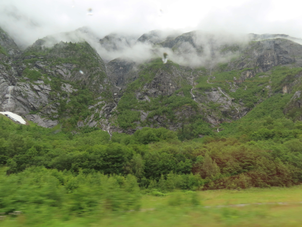 A mountain view along the route of the Golden Train at Aldalsnes, Norway.