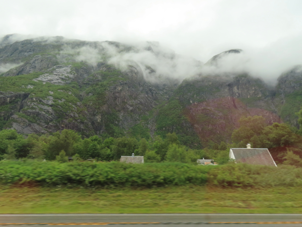 A mountain view along the route of the Golden Train at Aldalsnes, Norway.