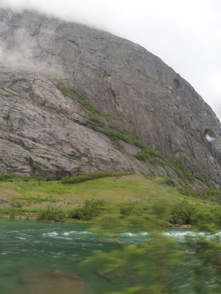 A mountain view along the route of the Golden Train at Aldalsnes, Norway.