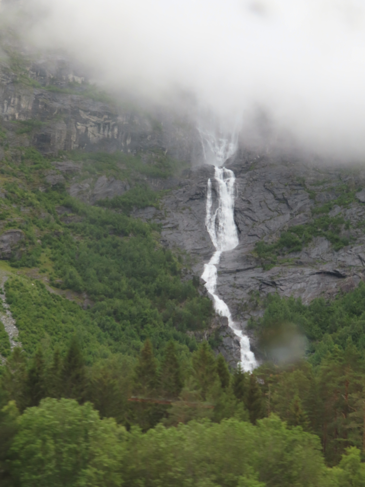A waterfall along the route of the Golden Train at Aldalsnes, Norway.