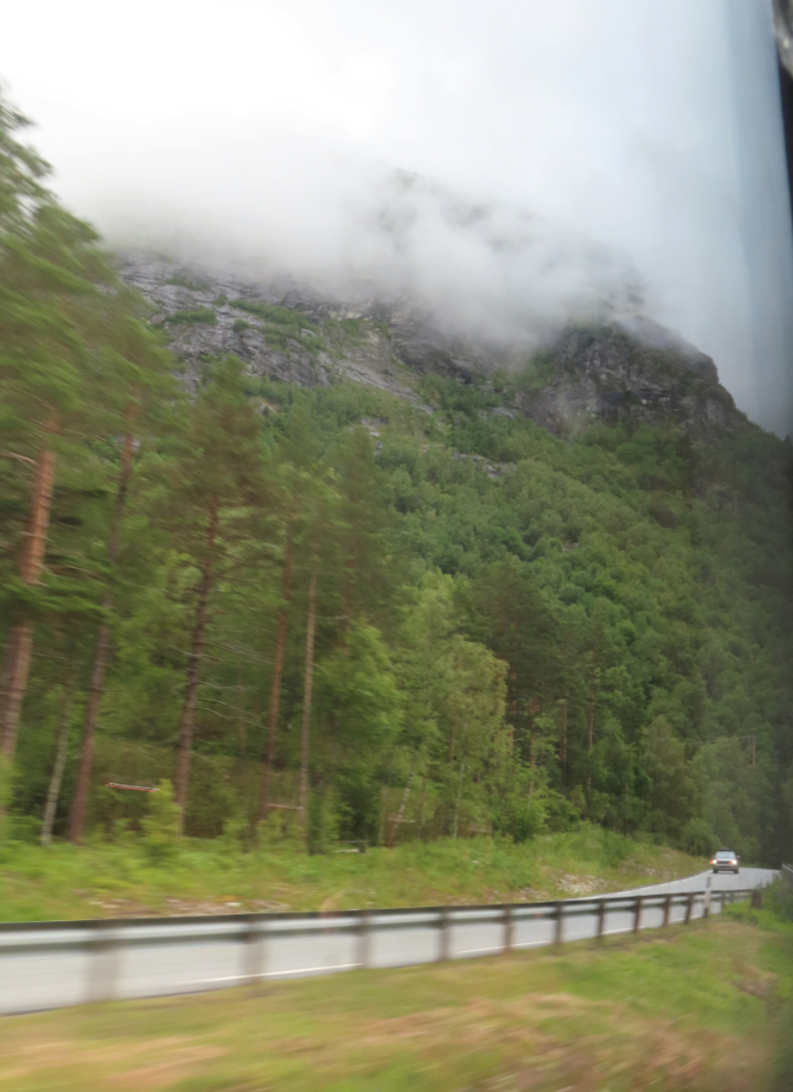 A mountain view along the route of the Golden Train at Aldalsnes, Norway.