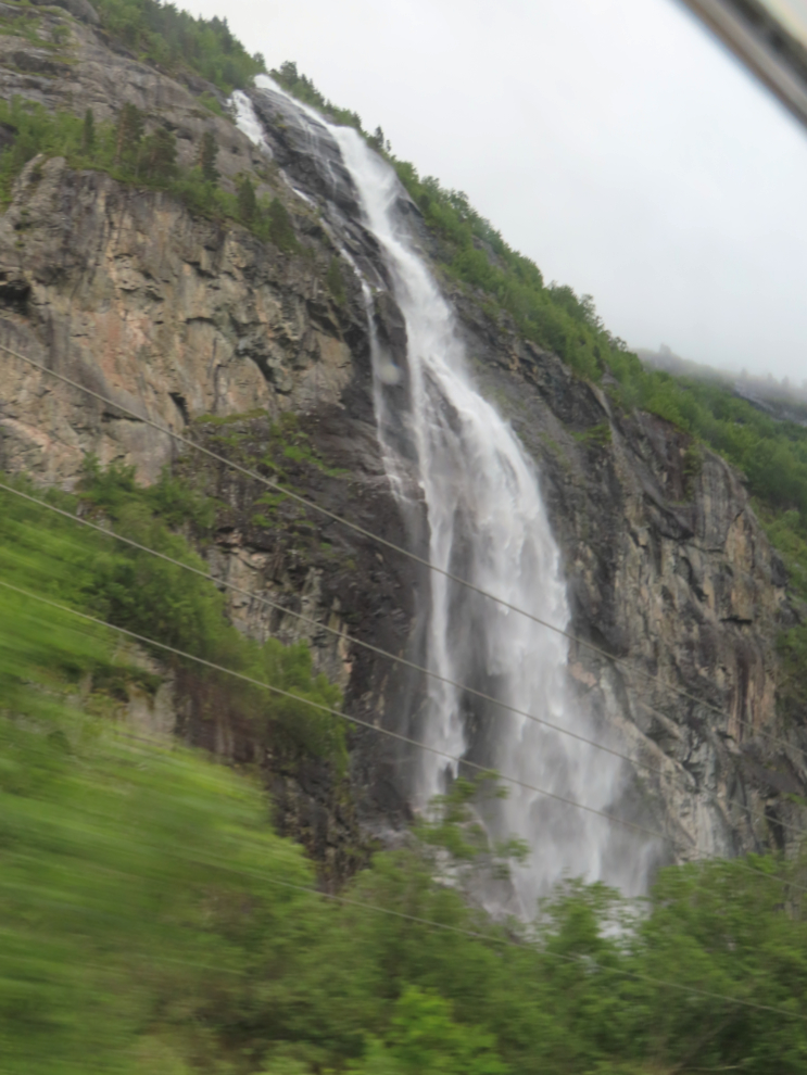 A waterfall along the route of the Golden Train at Aldalsnes, Norway.