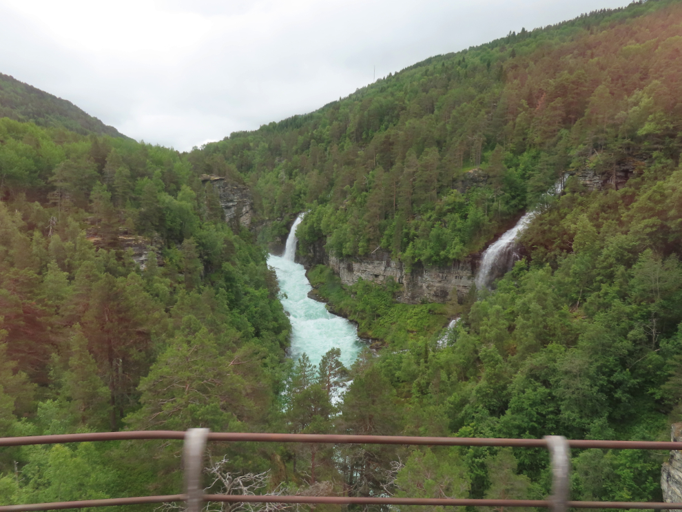 Waterfalls on the route of the Golden Train at Aldalsnes, Norway.