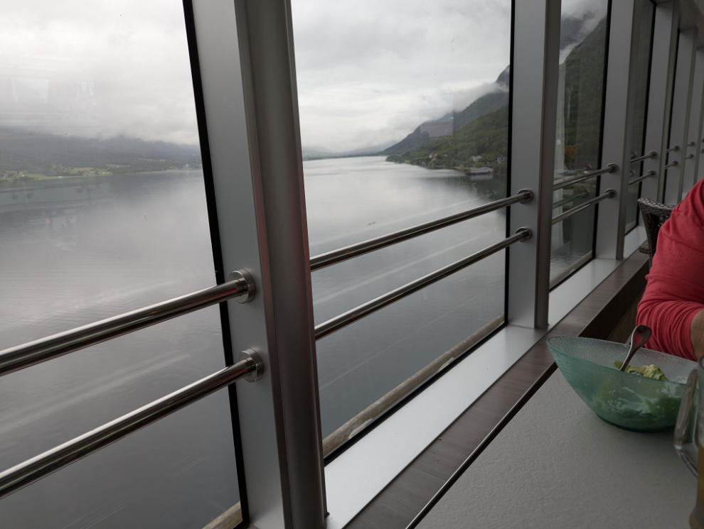 At Aldalsnes, Norway, our dinner view on the Holland America cruise ship Nieuw Statendam.