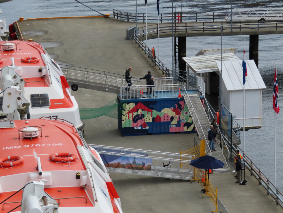 Colourful cruise ship passenger equipment at Trondheim, Norway.