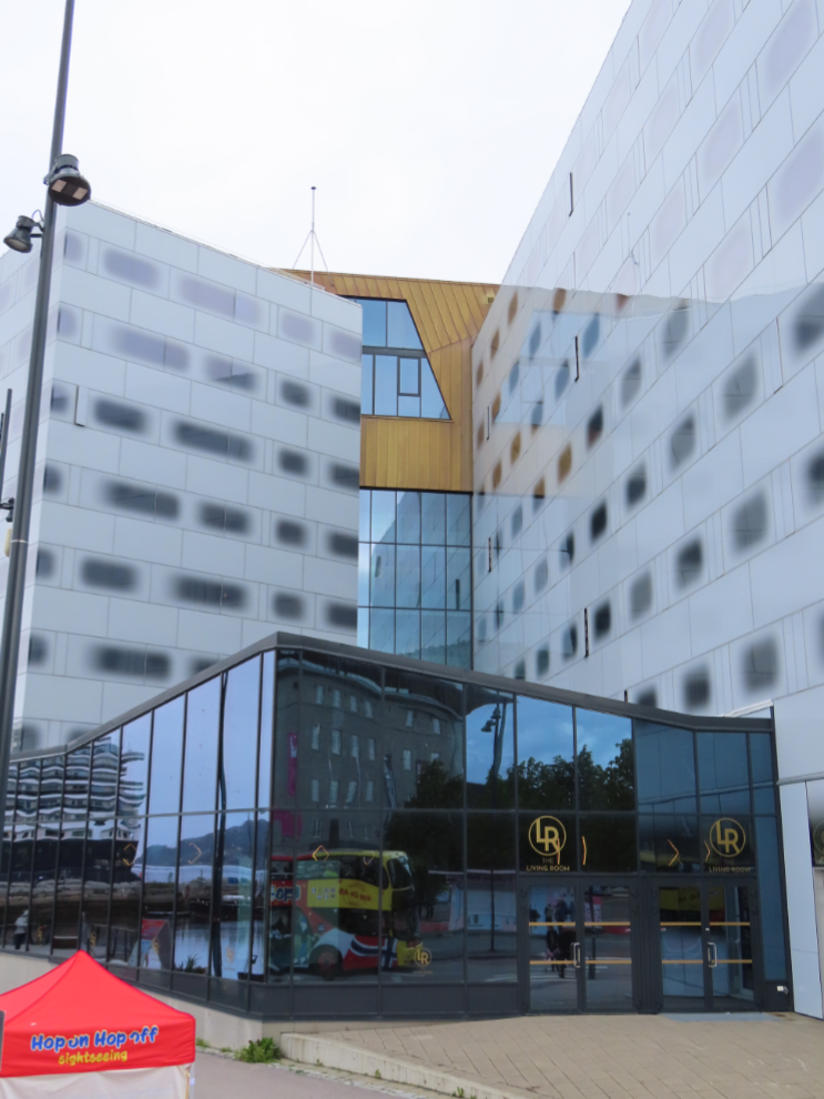 An office building with unique windows at Trondheim, Norway.