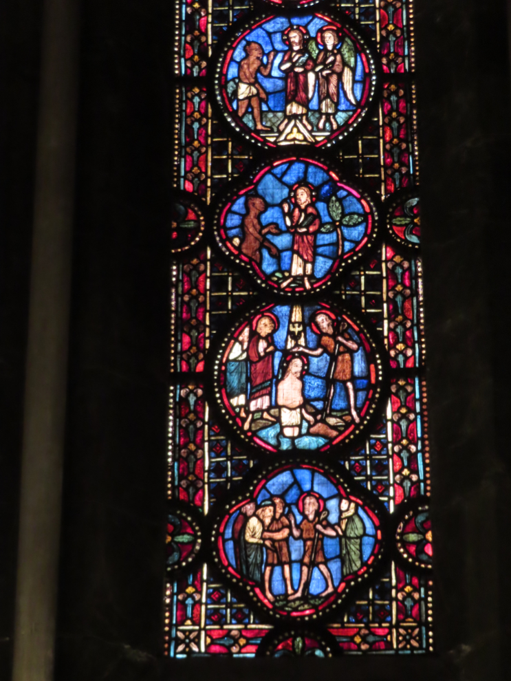 Stained glass in Nidaros Cathedral at Trondheim, Norway.