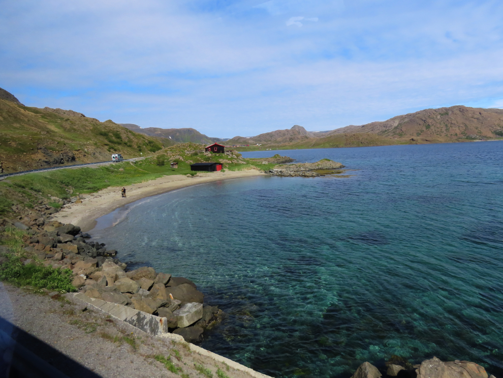 The beautiful coast on the 33-km drive from Honningsvag to Nordkapp, Norway.