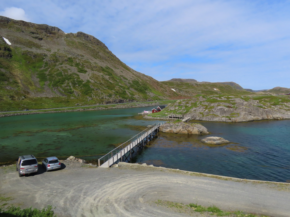 The beautiful coast on the 33-km drive from Honningsvag to Nordkapp, Norway.