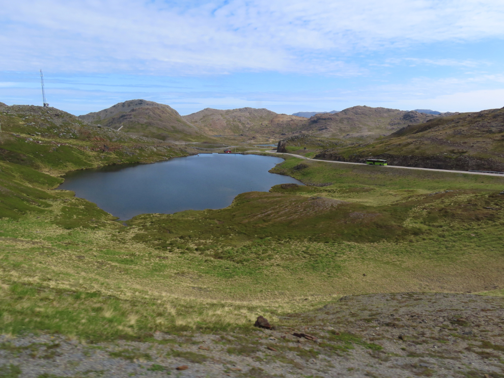 A small lake on the 33-km drive from Honningsvag to Nordkapp, Norway.