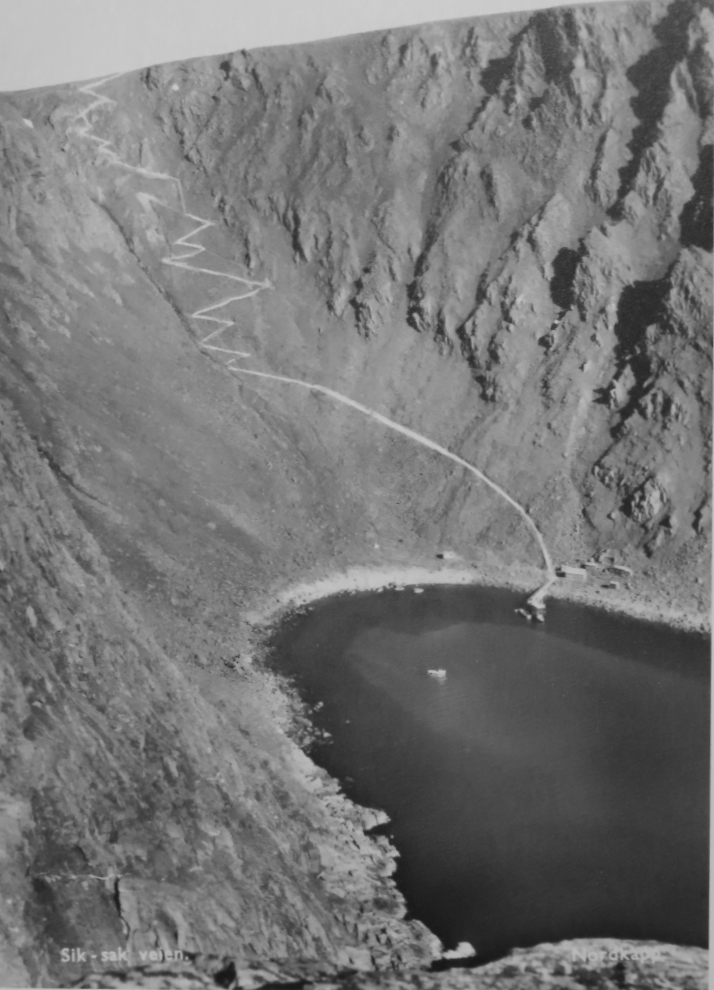 The trail from the sea up to Nordkapp (North Cape), Norway, before the road opened in 1956.