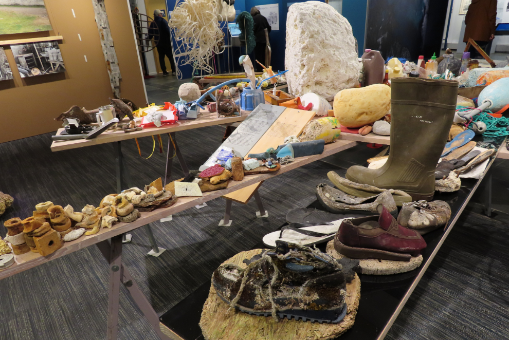A display about heritage and garbage in the museum at Honningsvag, Norway.