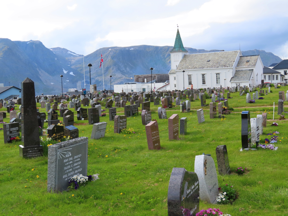 The church and cemetery at Honningsvag, Norway.