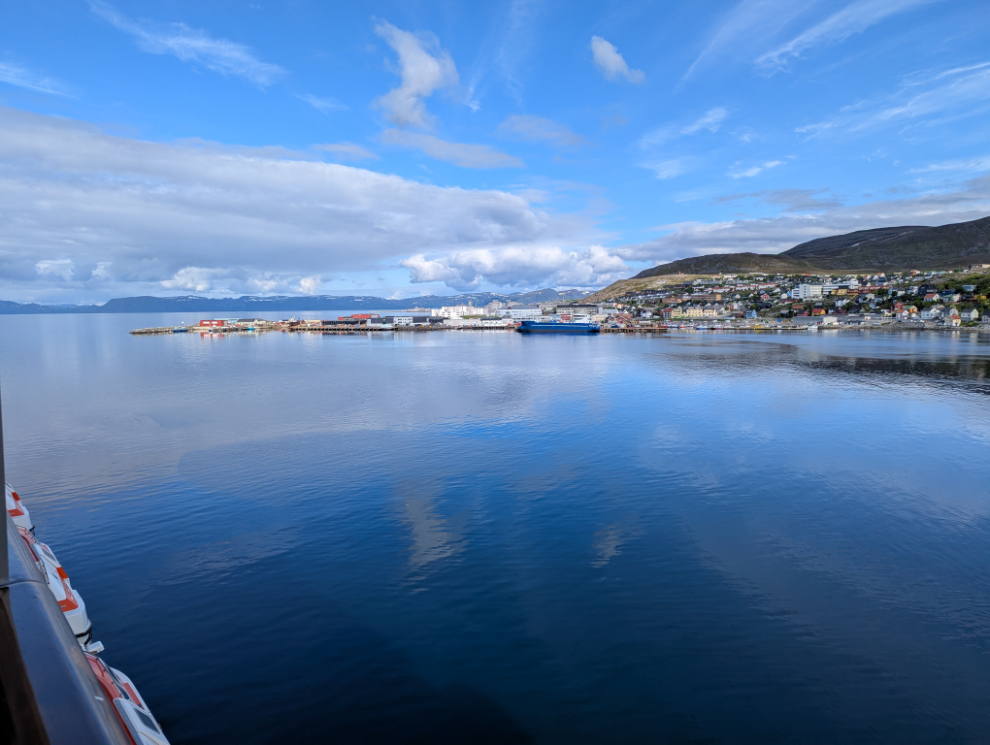 A broad look across the harbour from our downtown dock at Hammerfest, Norway.