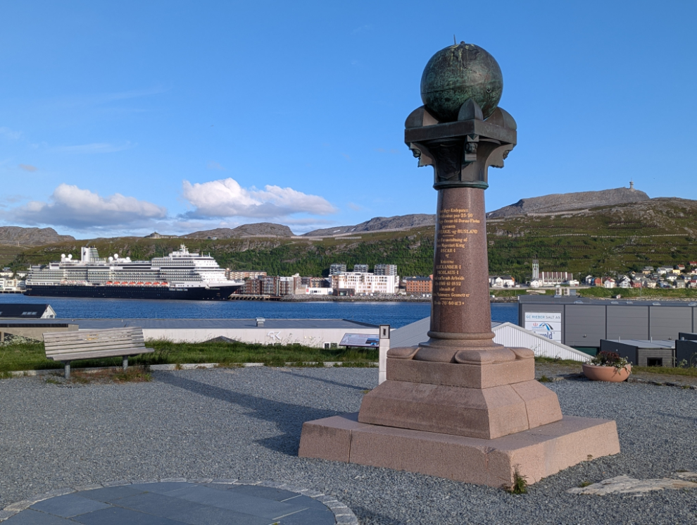 The Struve Geodetic Arc monument at Hammerfest, Norway.