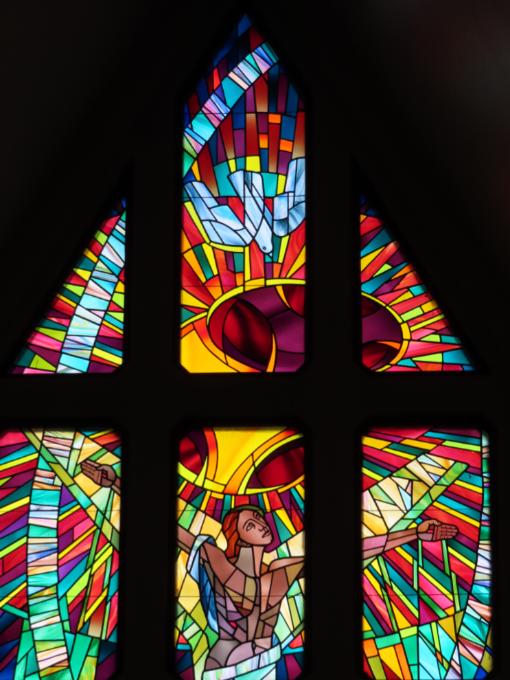 Stained glass in the Hammerfest Church at Hammerfest, Norway.