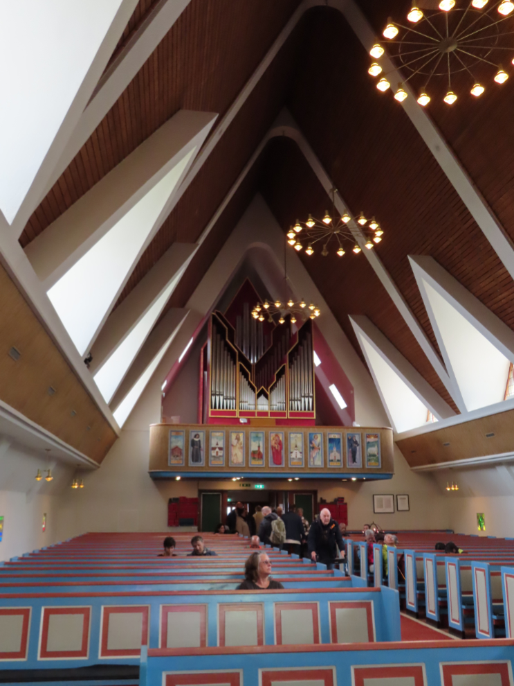 The organ loft in the Hammerfest Church at Hammerfest, Norway.