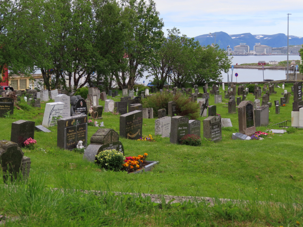 The cemetery at the Hammerfest Church at Hammerfest, Norway.