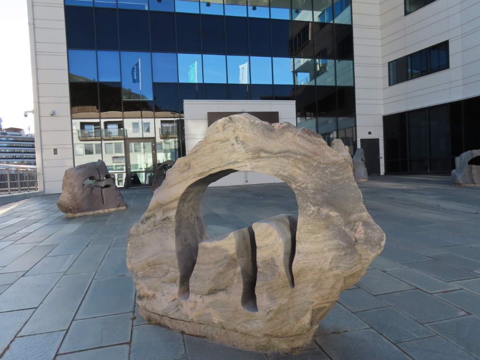 Laser-cut rock sculptures at Hammerfest, Norway.
