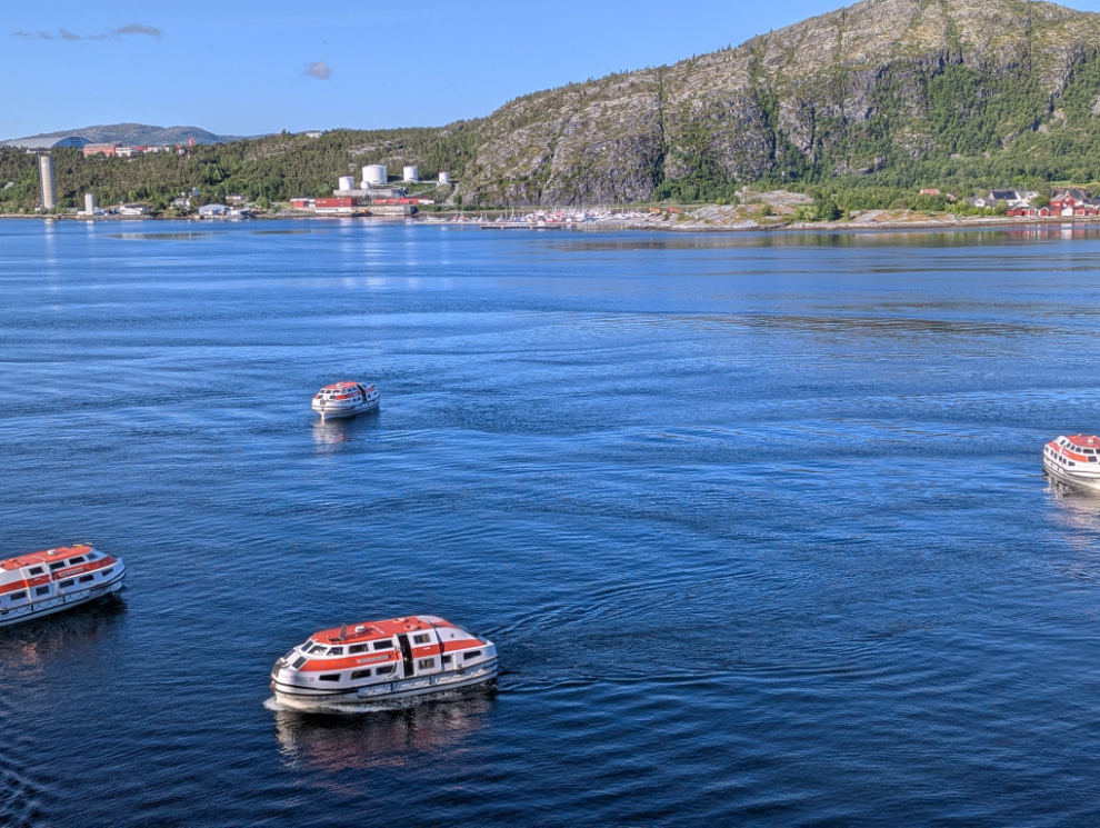 Launching our tenders to go ashore at Alta, Norway. 