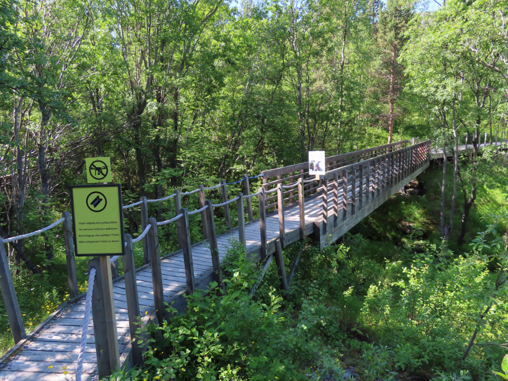 A wooden walkway at the World Heritage Rock Art Centre - Alta Museum, Norway.