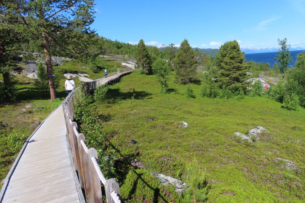 A wooden walkway at the World Heritage Rock Art Centre - Alta Museum, Norway.