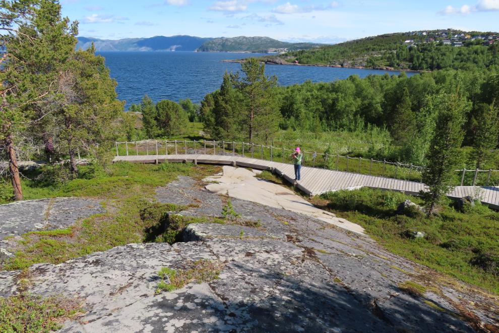 A wooden walkway at the World Heritage Rock Art Centre - Alta Museum, Norway.