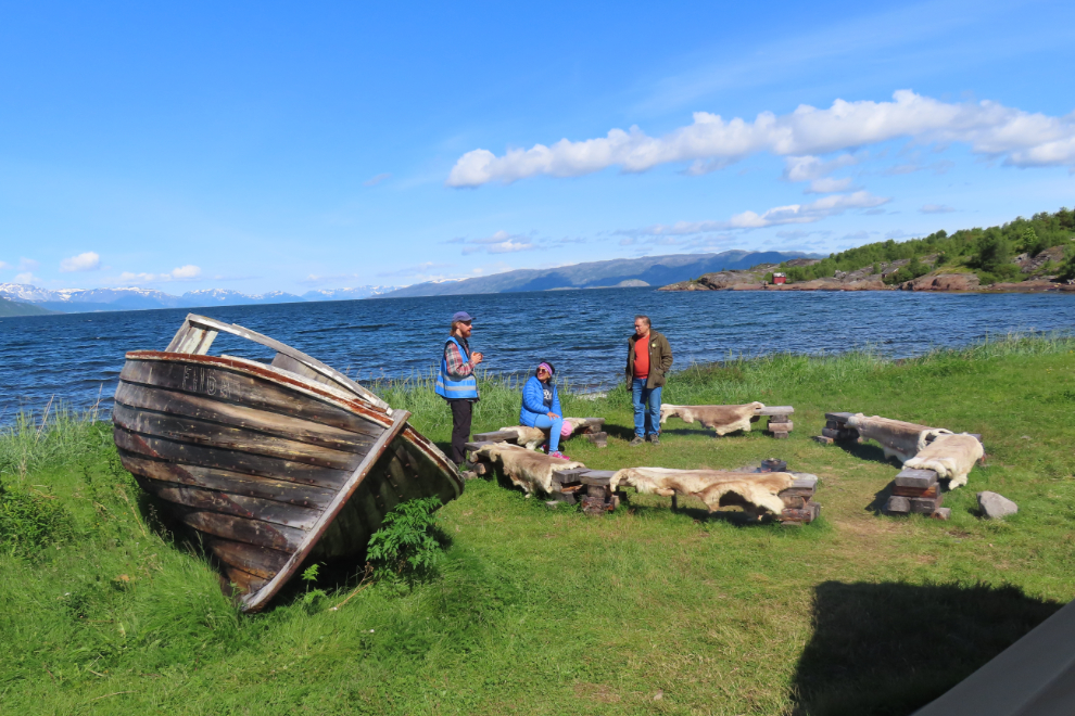 An interpretive camp on the beach the World Heritage Rock Art Centre - Alta Museum, Norway.