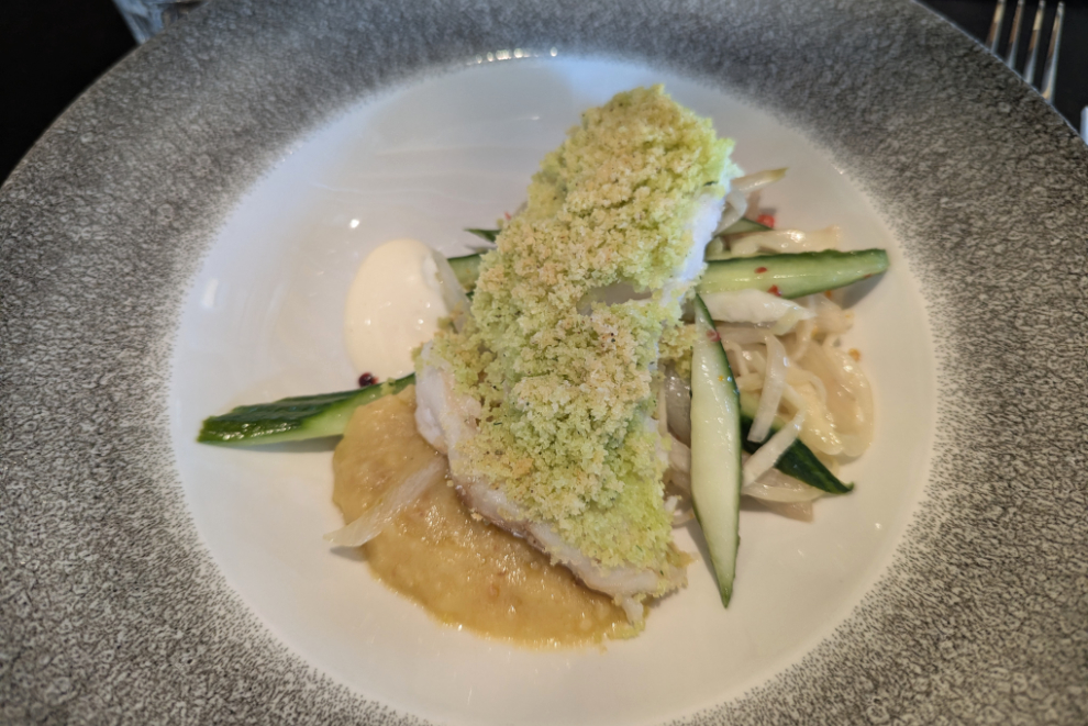 A roast trout lunch at the Myvatn hotel in Iceland.