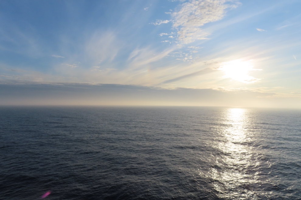 Our view just before midnight, sailing halfway between Jan Mayen and Iceland.