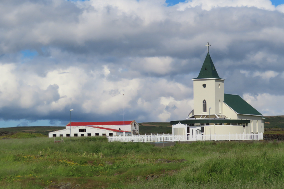 Reykjahlidarkirkja - the Lutheran church behind the Myvatn hotel in Iceland.