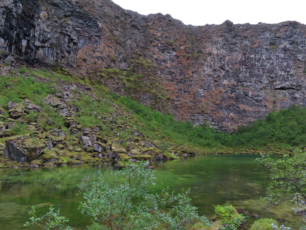 A horseshoe-shaped canyon called Asbyrgi (Fortress of the Gods) in Iceland.