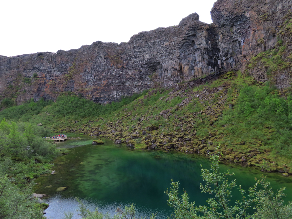 A horseshoe-shaped canyon called Asbyrgi (Fortress of the Gods) in Iceland.