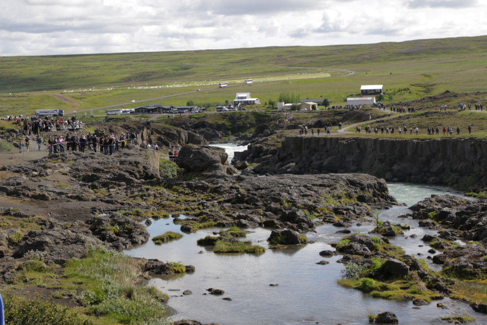 Crowds at Godafoss, Iceland.