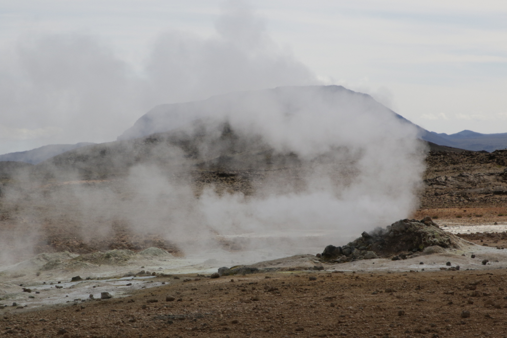 A fumarole, or steam vent, at the Hverir geothermal area, Iceland.
